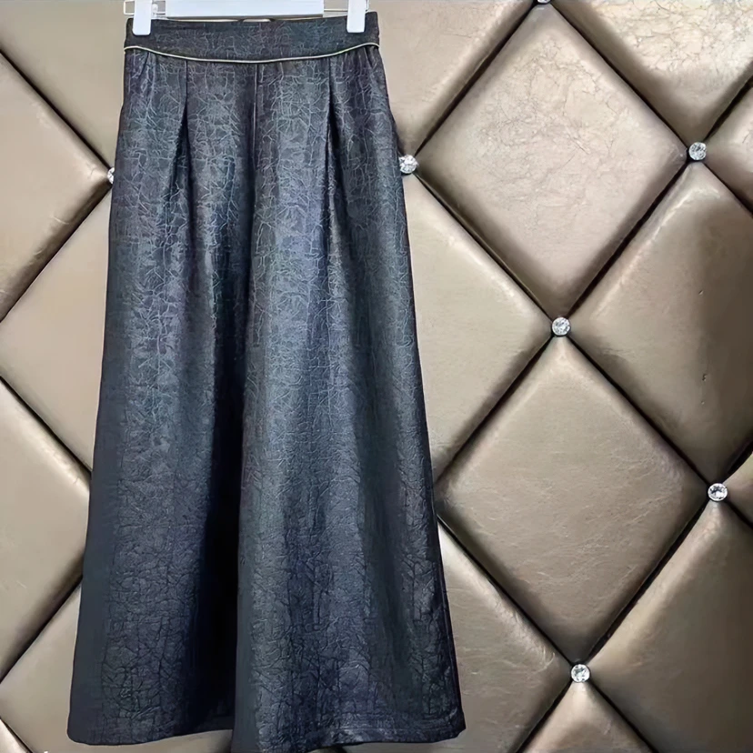 【苏杭国风女装工厂店】经典老料香云100%龟裂纹高腰阔腿裤9798