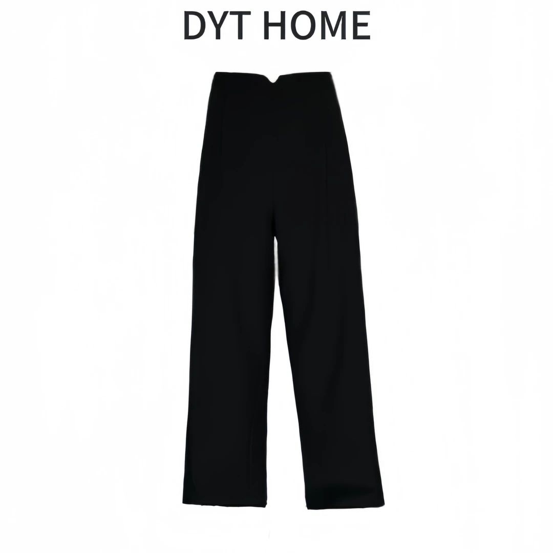 DYT HOME秋季时尚百搭显瘦气质黑色宽松垂感瘦版阔腿裤设计感长裤