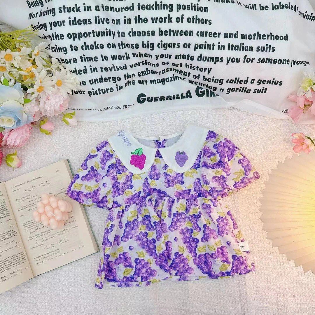 夏款新款女童洋气碎花娃娃领小衫.D-CD681