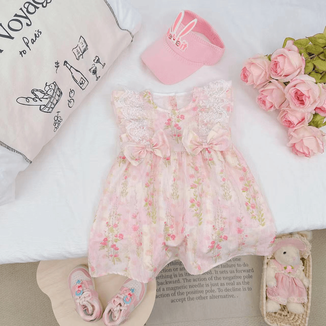 【罗马夏日】2024夏季新款时尚简约淑女蝴蝶结连衣裙 D-S237