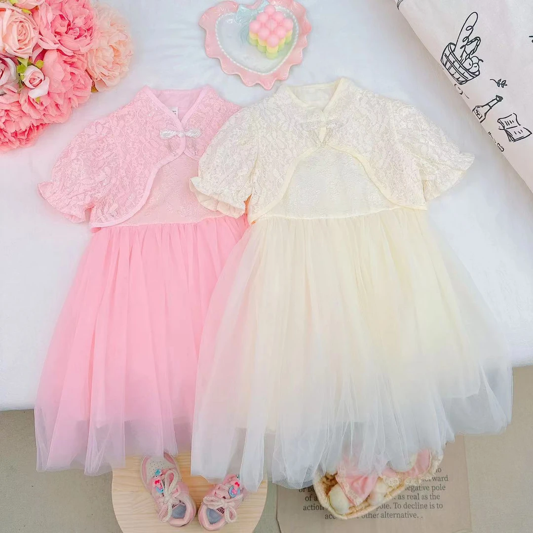 2024夏季新款新中式国潮风盘扣女童汉服套装 D-T61