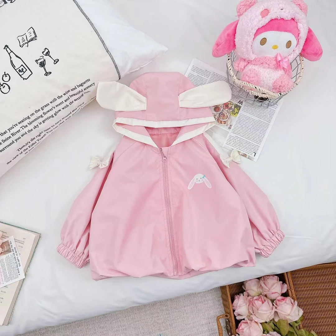 2024春秋新款蝴蝶结洋气儿童连帽风衣 D-AB907