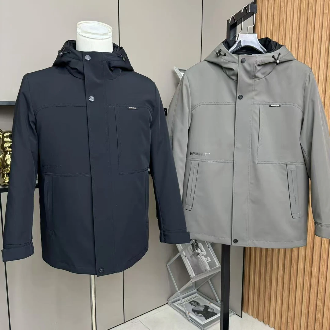 90218-XY男士牛奶丝内胆冬季激光雕刻水貂可脱卸内胆休闲连帽加厚