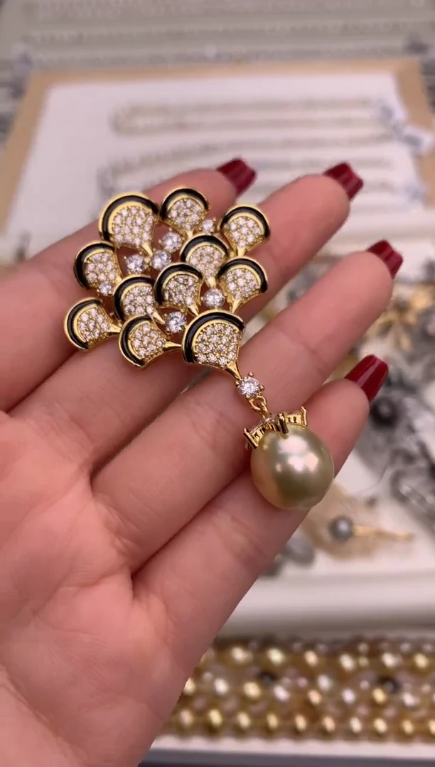 【闪购商品】海水珍珠胸饰合金海水珍珠胸针12-13