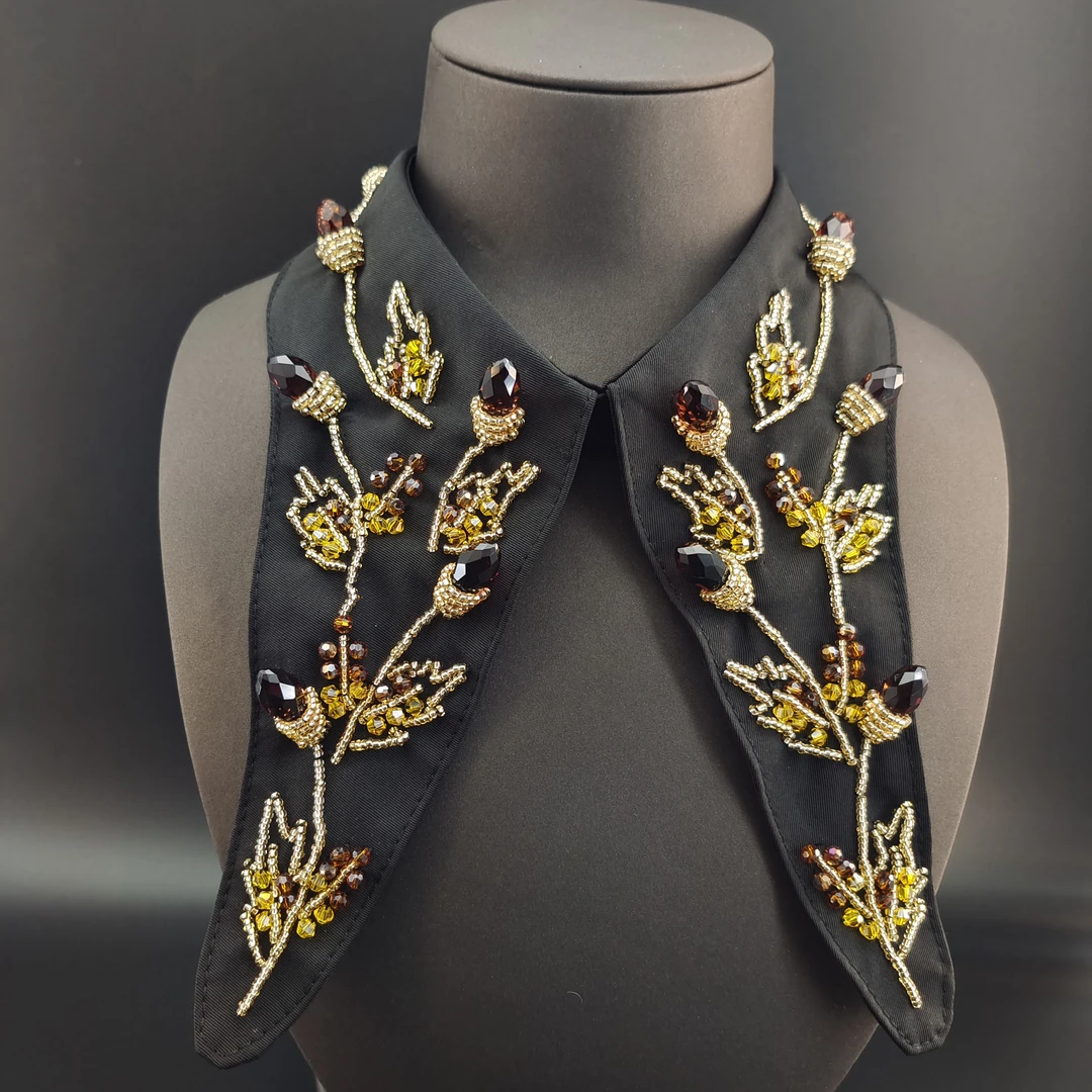 兔耳朵管珠刺绣假领子SF305