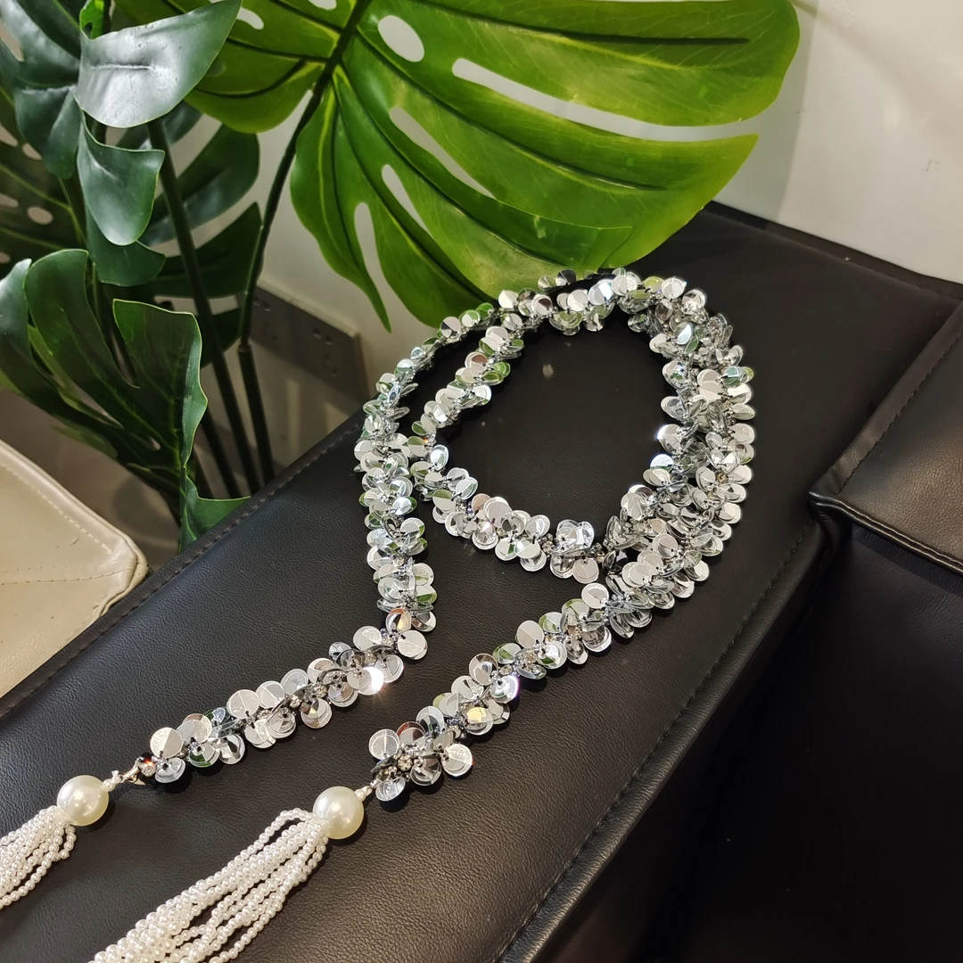 新款小香风长条亮片珠珠流苏AZ030