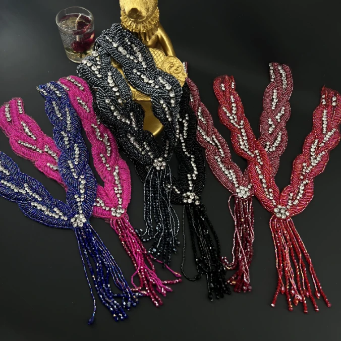 扭转麻花水晶流苏假领子diy辅料SF510 别针款