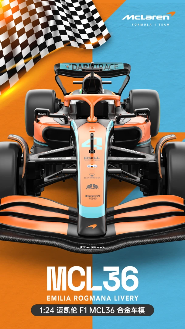 1：24合金迈凯伦 F1 MCL36合金汽车模型方程式拉力赛车仿真车