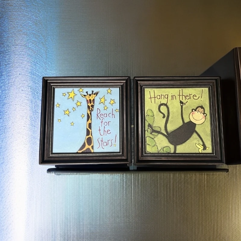 919网红美式儿童房卧室装饰画小女孩男孩床头卡通画装饰