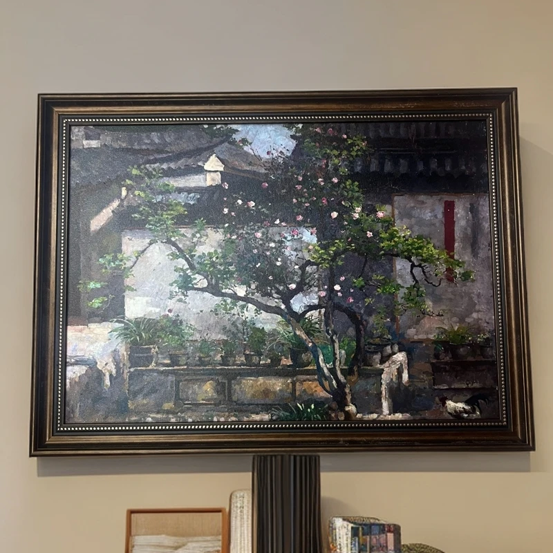 112《庭院》1942馆藏级中古复古中式卧室餐厅客厅油画装饰画