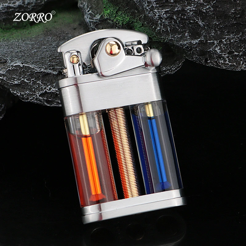 佐罗zorro打火机摇臂创意Z721煤油透明双色油仓高档送礼创意个性