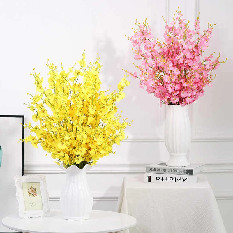 跳舞兰仿真花高级感逼真假花套装干花束客厅餐桌装饰花艺摆件