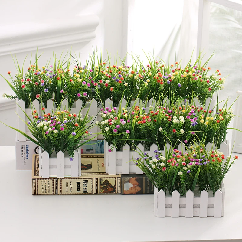 仿真假盆栽满天星绿植绿萝客厅窗台套装饰塑料假花栅栏植物摆设件