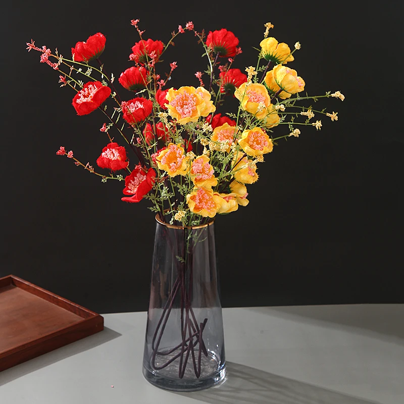 仿真花粉蝶花家居卧室插瓶装饰婚礼户外摄影道具用花仿真杜鹃花