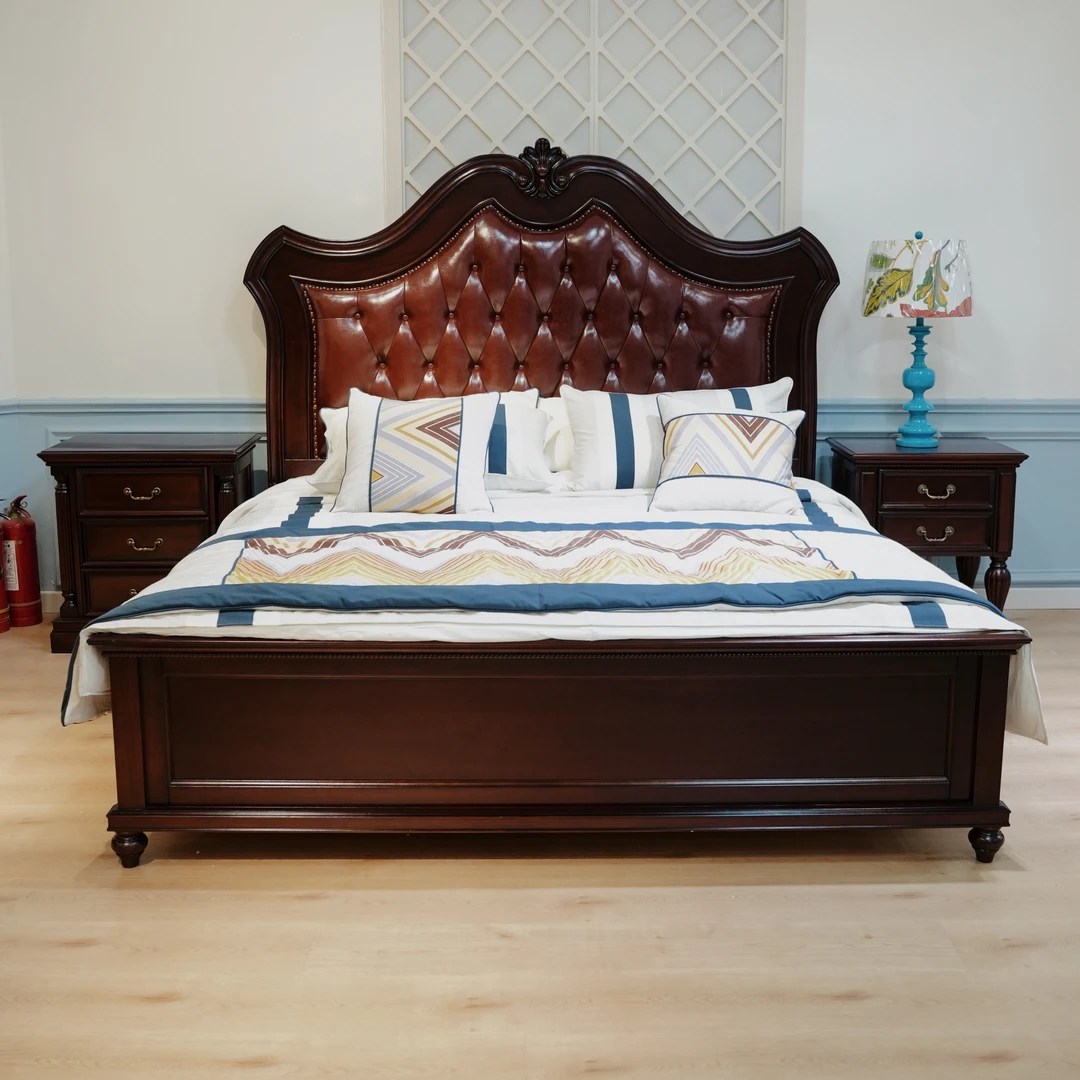 金丝黄檀木美式国王软包床家用简约大床主卧室床