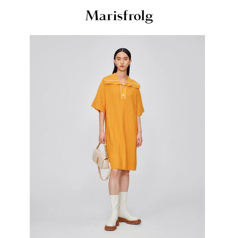 Marisfrolg/玛丝菲尔休闲荷叶领时尚春夏宽松连衣裙ACCX2803M