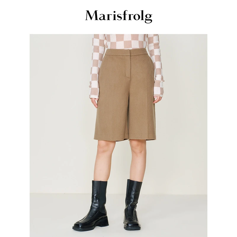 Marisfrolg/玛丝菲尔时尚显瘦蜜糖棕西装百慕大短裤A1CX35445
