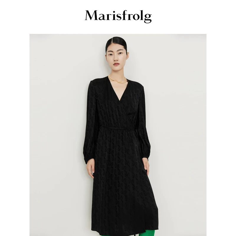 Marisfrolg/玛丝菲尔新款法式收腰显瘦小黑裙连衣裙气质A1CX30296