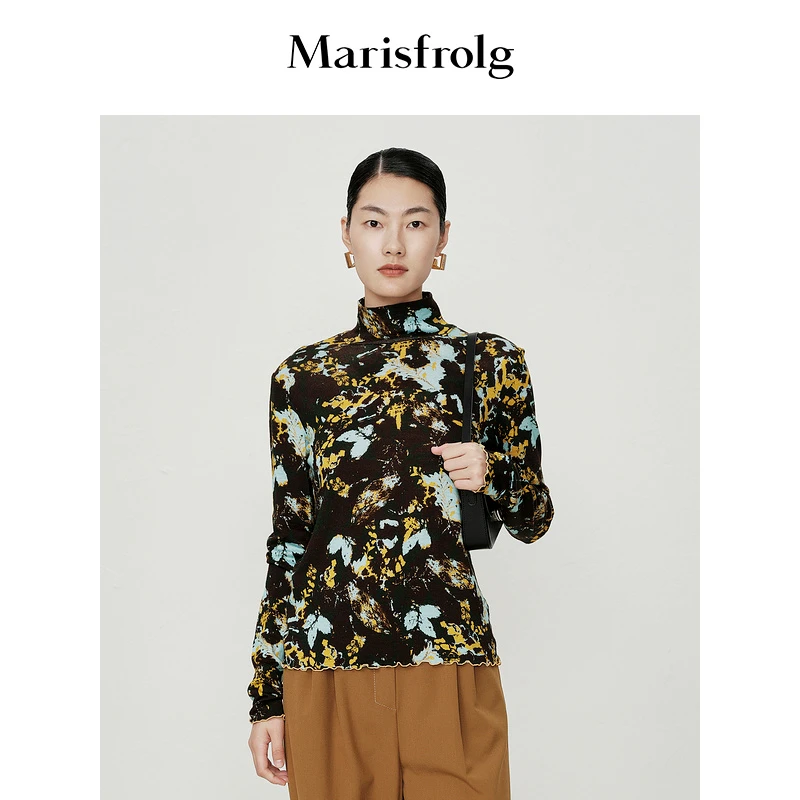 Marisfrolg/玛丝菲尔长袖提花时尚印花设计师针织衫A1CX4327N