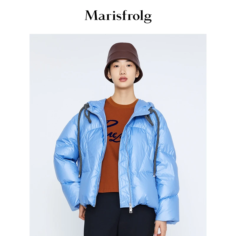 Marisfrolg/玛丝菲尔蓝色百搭立领女士运动冬季羽绒服A1BW4667Y