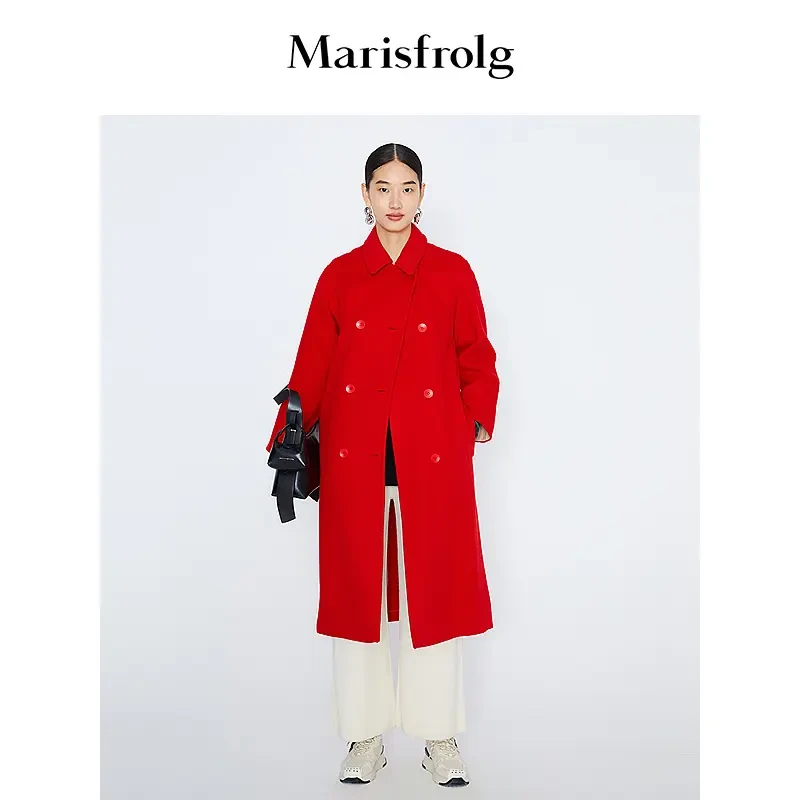 【商场同款新品】Marisfrolg/玛丝菲尔长款毛呢气质大衣A1KT1359D
