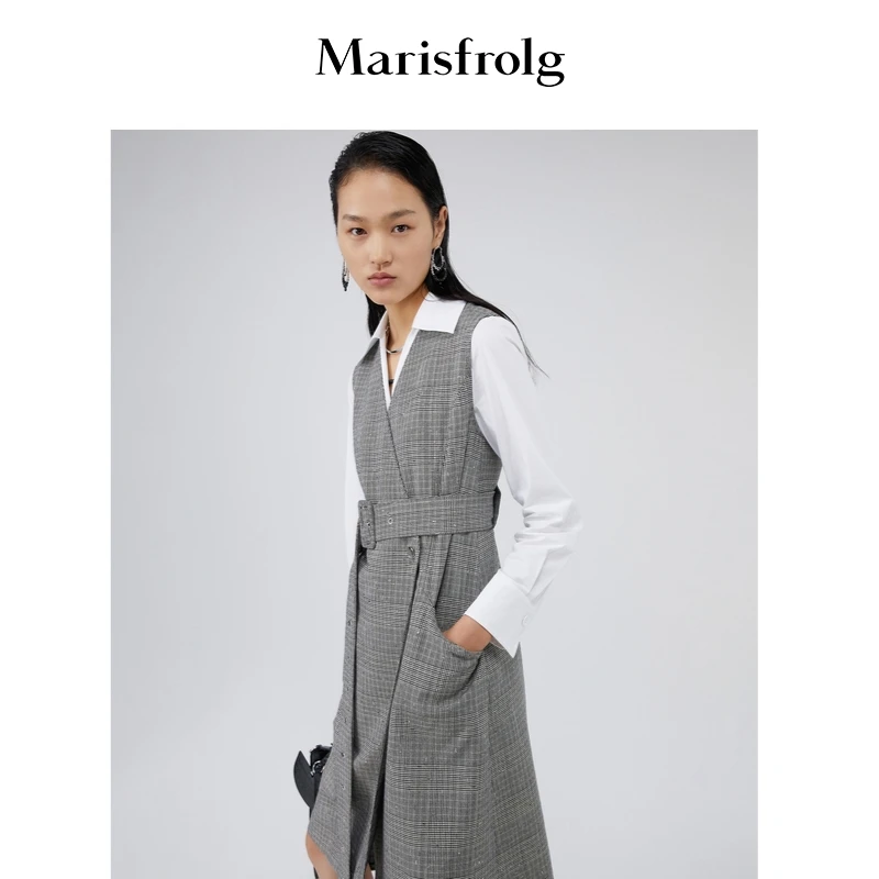 Marisfrolg/玛丝菲尔【商场同款】秋季V领宽松马甲连衣裙A1BW30376