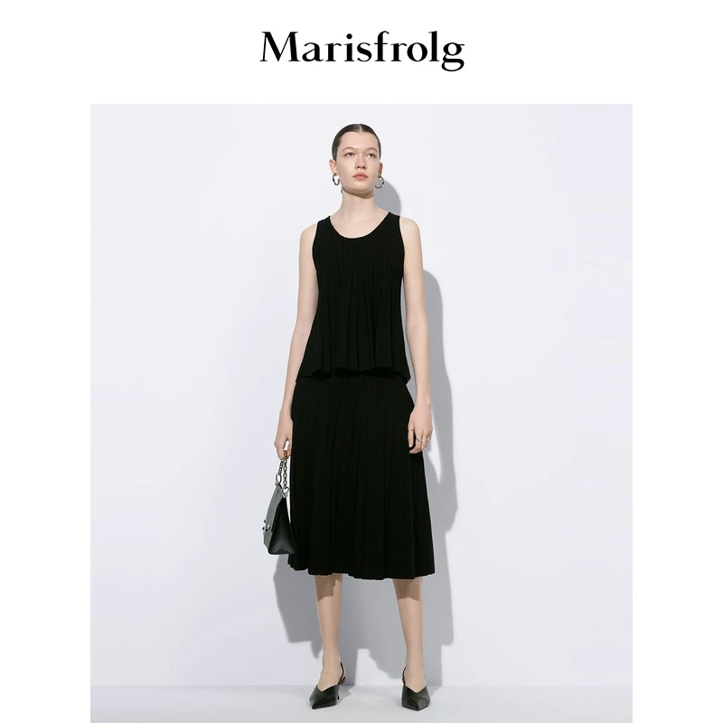 Marisfrolg/玛丝菲尔通勤百搭黑色夏季显瘦背心气质A1AY2856M