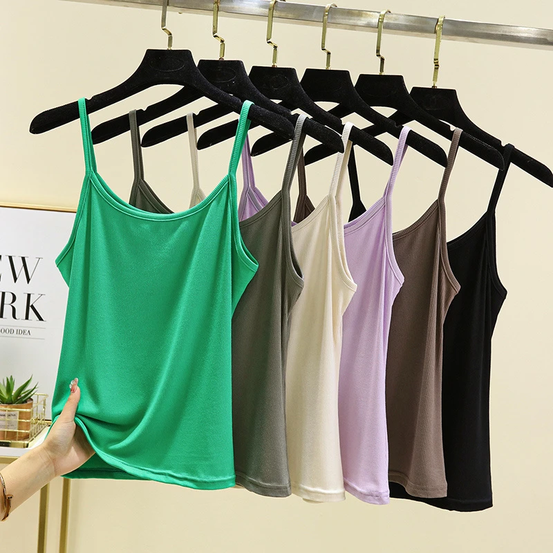 2023春夏莫代尔小吊带背心女士修身显瘦无袖打底衫内搭螺纹棉