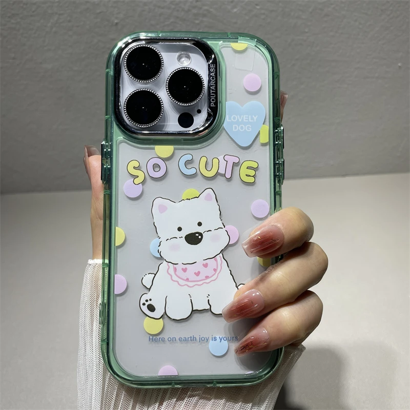 卡通小狗苹果15promax手机壳可爱透明iPhone14pro韩国ins风13防摔
