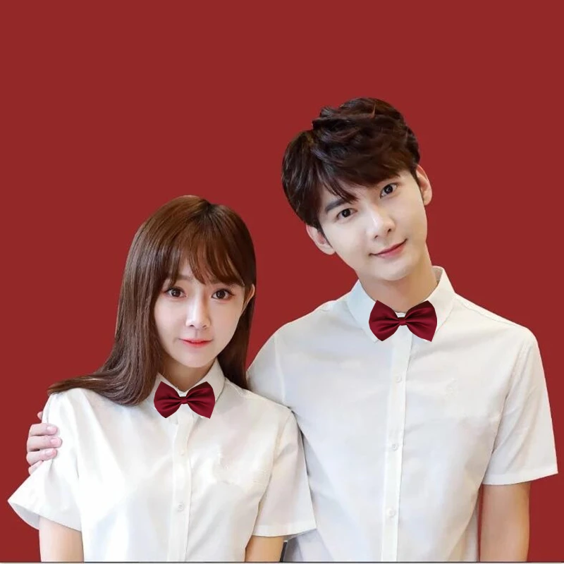 夏季结婚登记证件照情侣装白衬衫男女短袖学院风长袖韩版修身寸衫