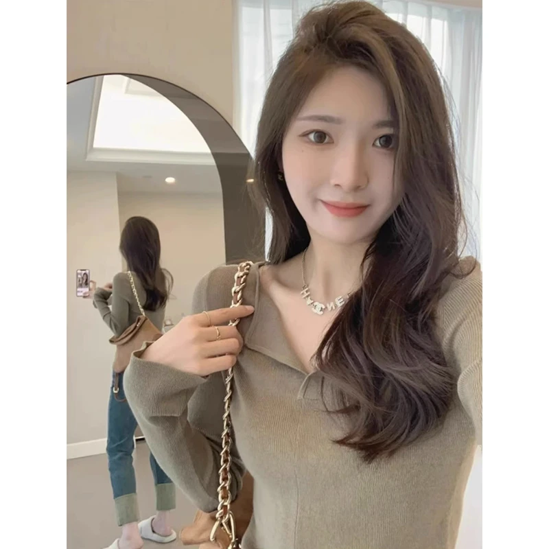 独特别致初秋chic上衣女内搭打底衫春秋款修身显瘦薄款长袖针织衫