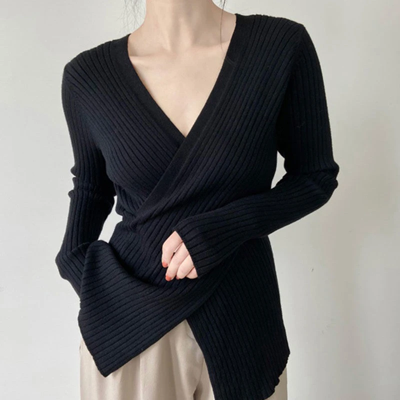 不规则设计感毛衣内搭打底衫女秋冬新款高级感修身显瘦针织衫上衣