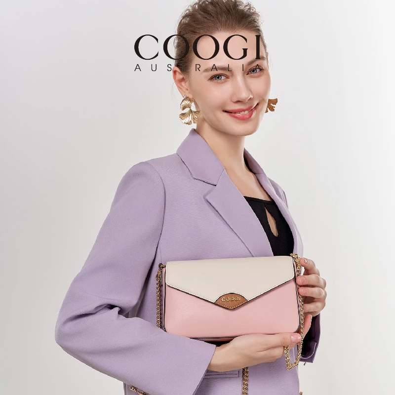 【官方正品】COOGI女包真皮信封包时尚百搭腋下包单肩链条包斜挎包