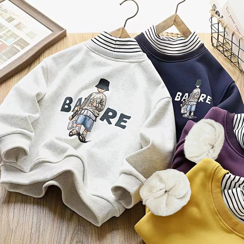 假两件半高领男童新款加绒加厚卫衣中大童长袖上衣秋冬3113