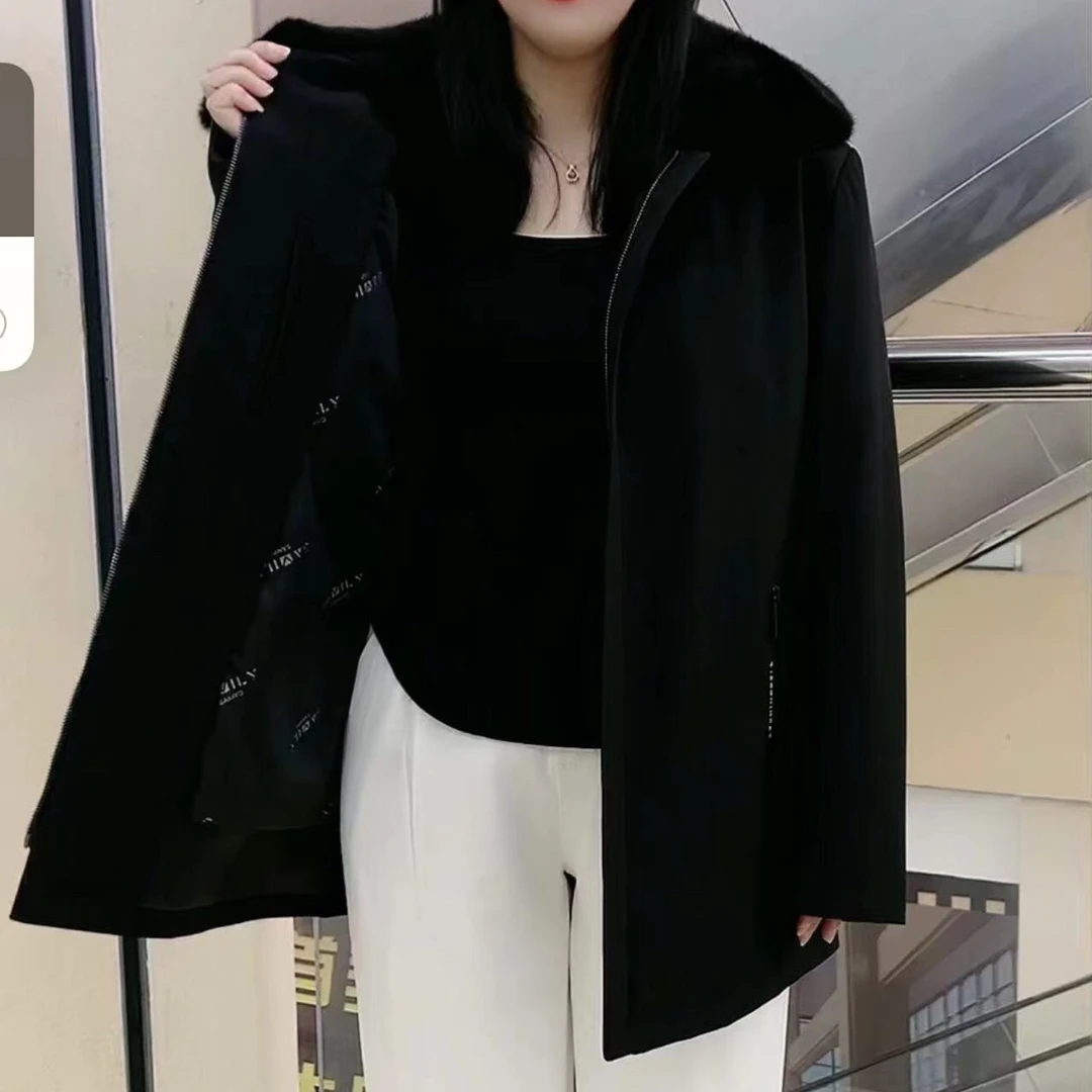 冬季中老年商务休闲可拆卸兔毛内胆派克服御寒保暖外套