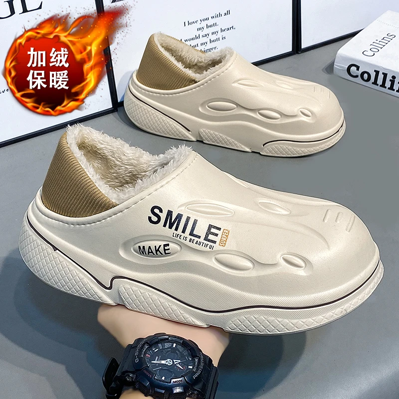 男士棉拖冬季棉鞋外穿加绒保暖防滑防水包头拖情侣居家包跟棉鞋女