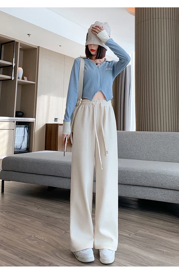 【灯芯绒阔腿裤】A002冬季高腰显瘦加绒加厚垂感宽松灯芯绒阔腿裤