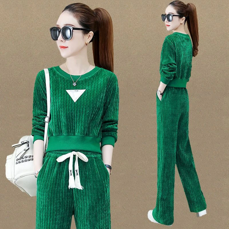 高级休闲运动服套装女春秋季2024新款时尚卫衣宽松大码长袖两件套