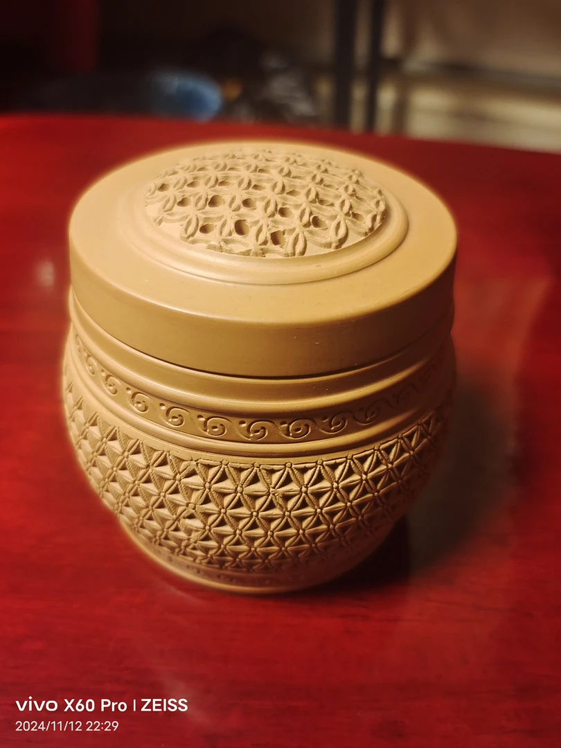 网格纹鸣虫叫罐手工拉坯黑白虫油葫芦澄泥叫罐