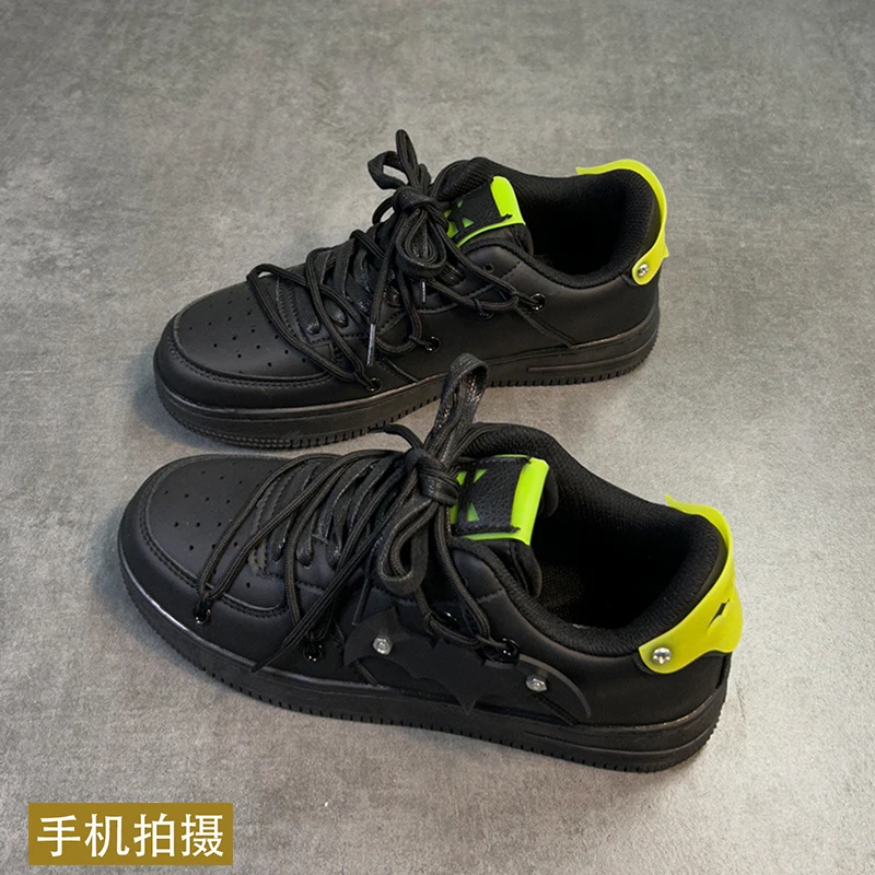 男款鞋子男秋季ins厚底休闲百搭运动板鞋小众设计2023新款小黑鞋