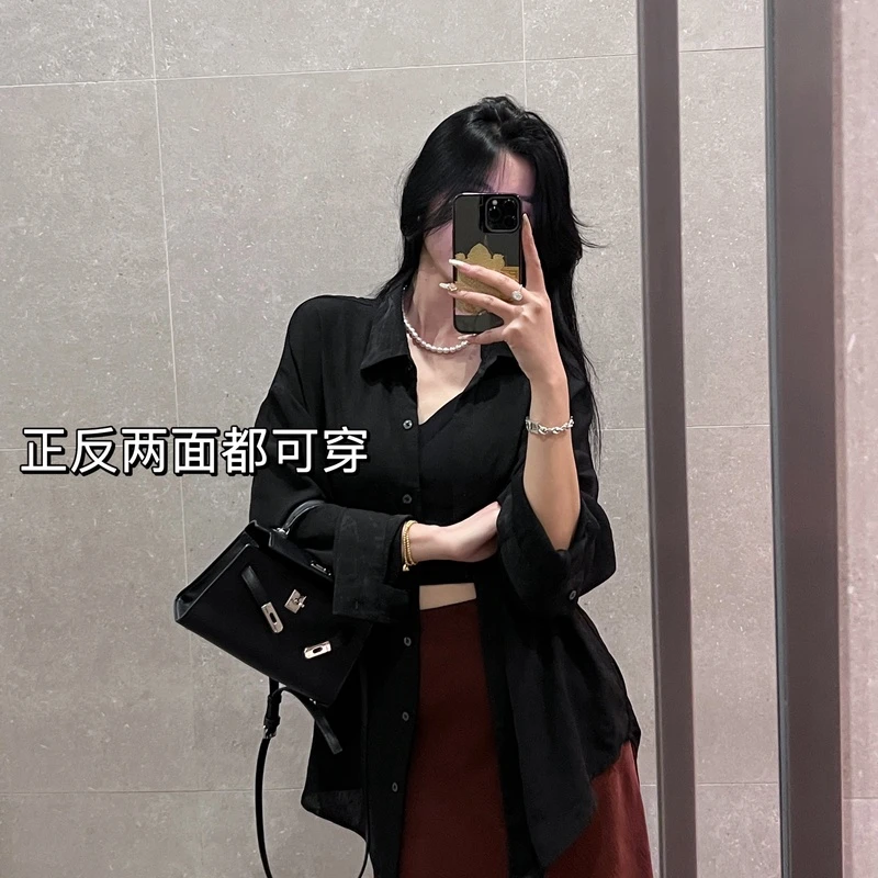 【鸽子的衣橱】 繁花 时尚衬衫潮流微透个性气质宽松长袖轻奢衬衣