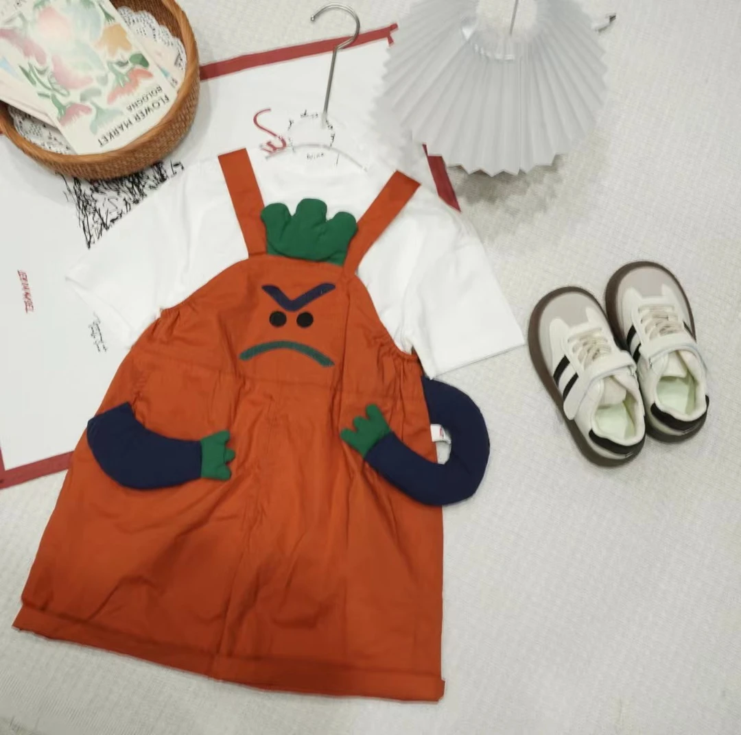 胡子头夏季男宝立体搞怪胡萝卜超人背带裤套装XQ700