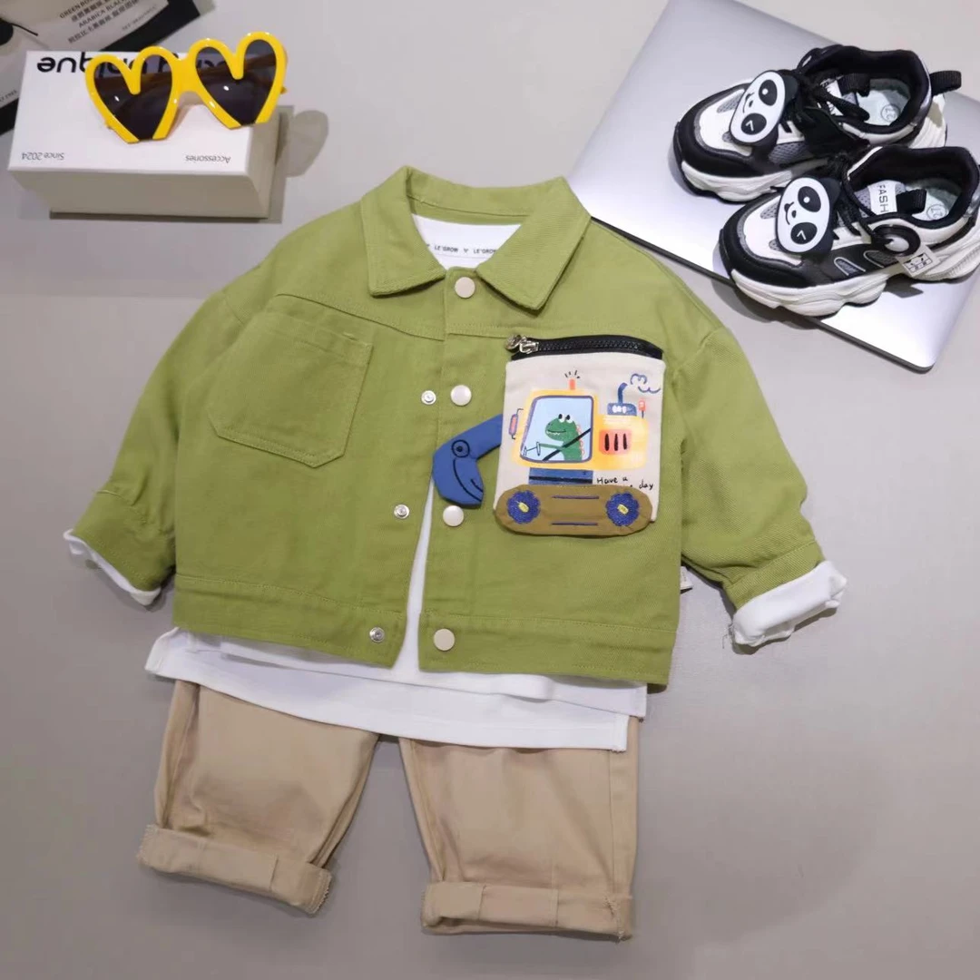 儿童春秋韩版卡通可拆卸恐龙袋盖外套H1383