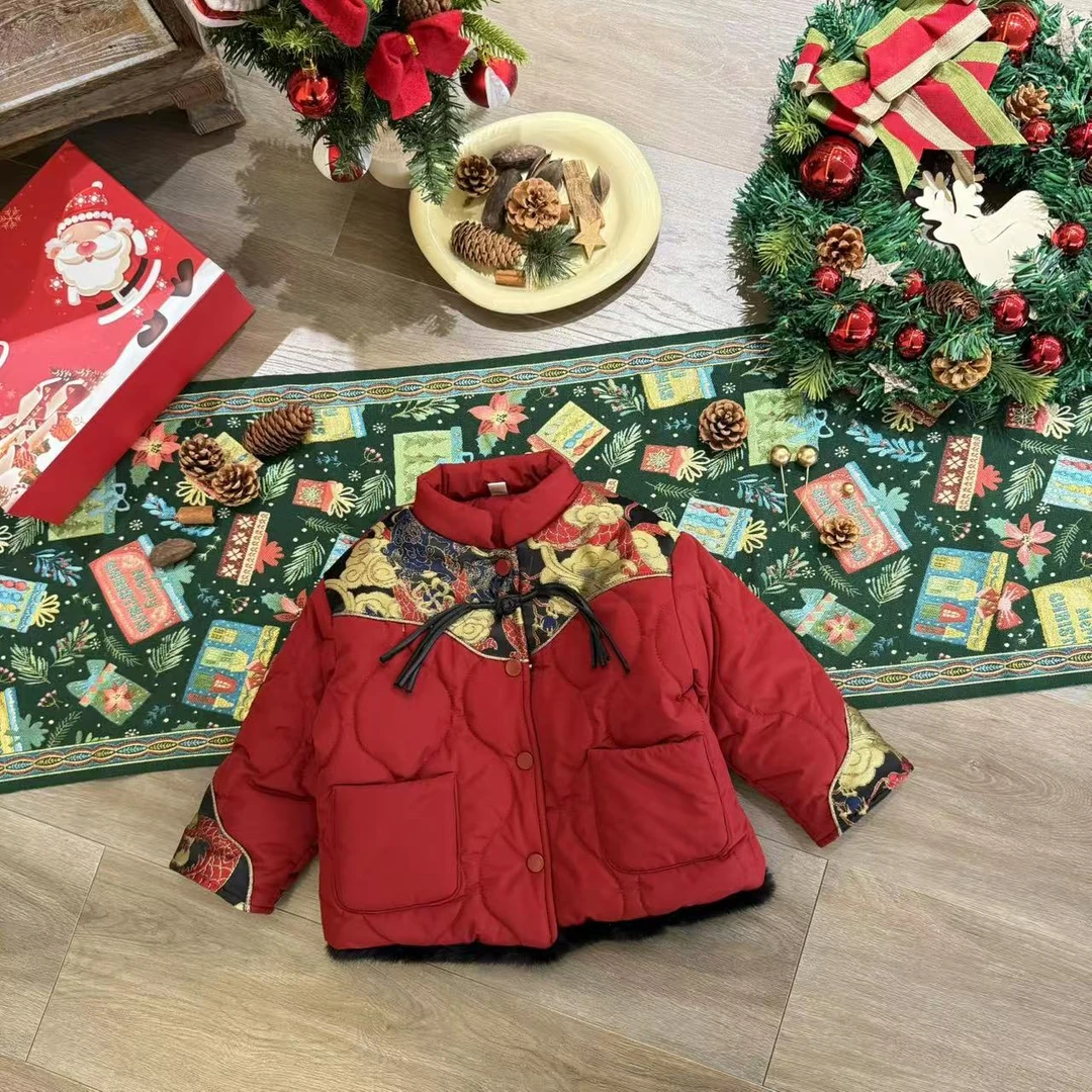 儿童冬季国风拼接加棉加厚年服H1821