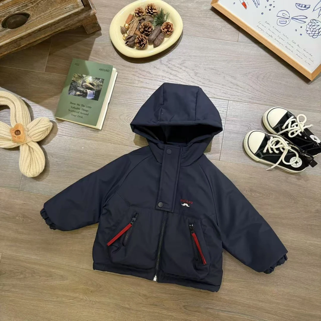 儿童冬季韩版不规则分割大口袋加棉外套H1871