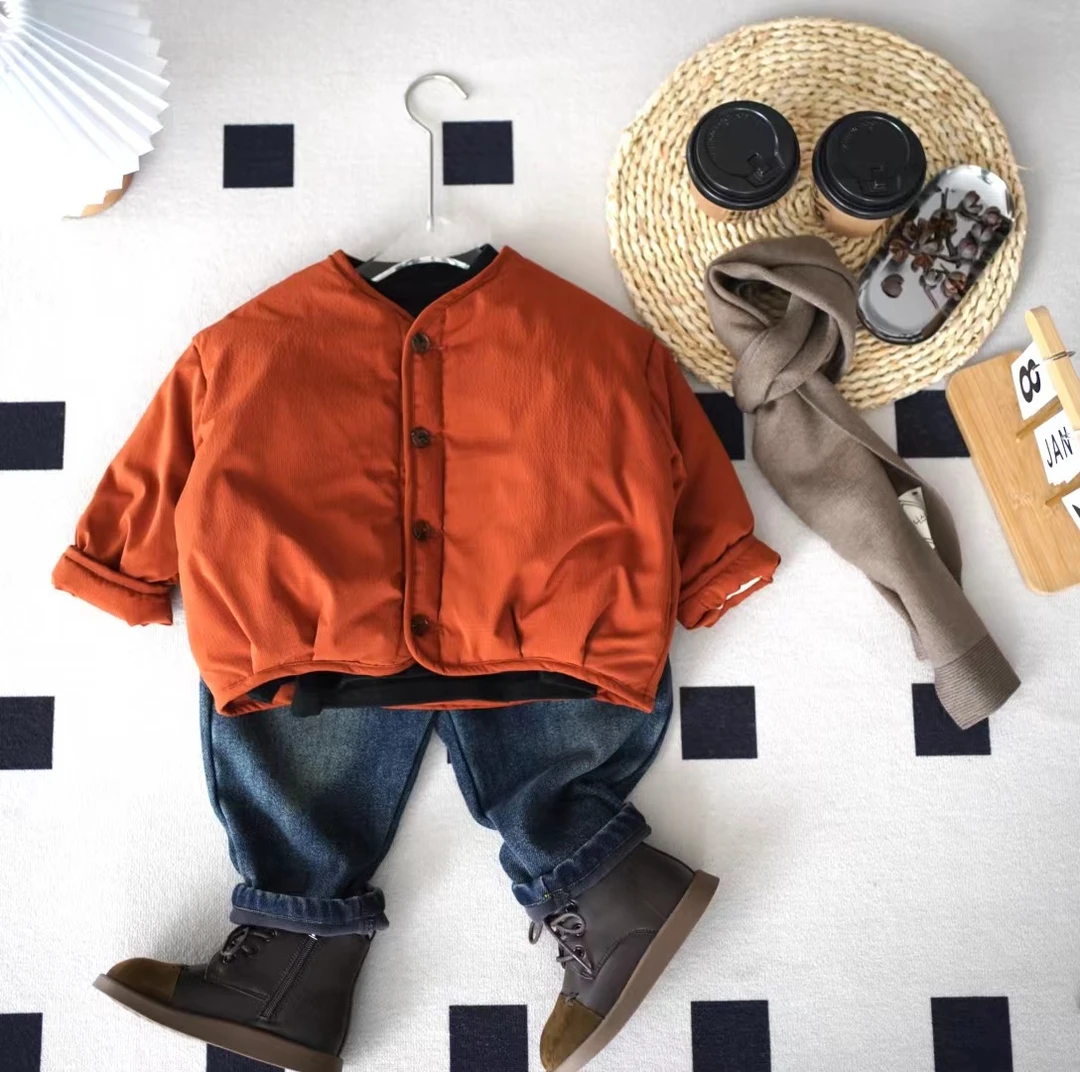 儿童秋冬韩版简约纯色加棉外套SQ1310