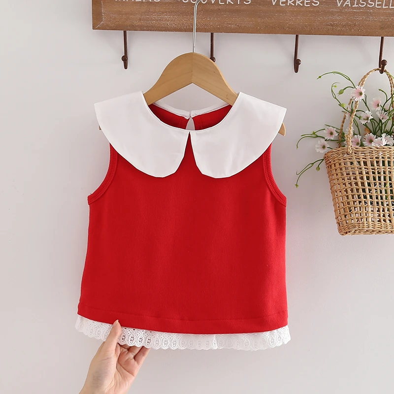 女童连衣裙新款女宝宝娃娃领礼服背心裙小童女孩洋气父亲节婴儿