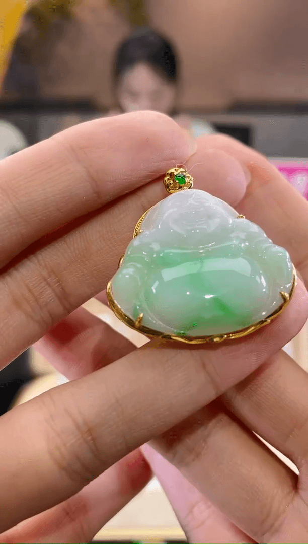 【闪购商品】翡翠颈饰18K金镶嵌佛公