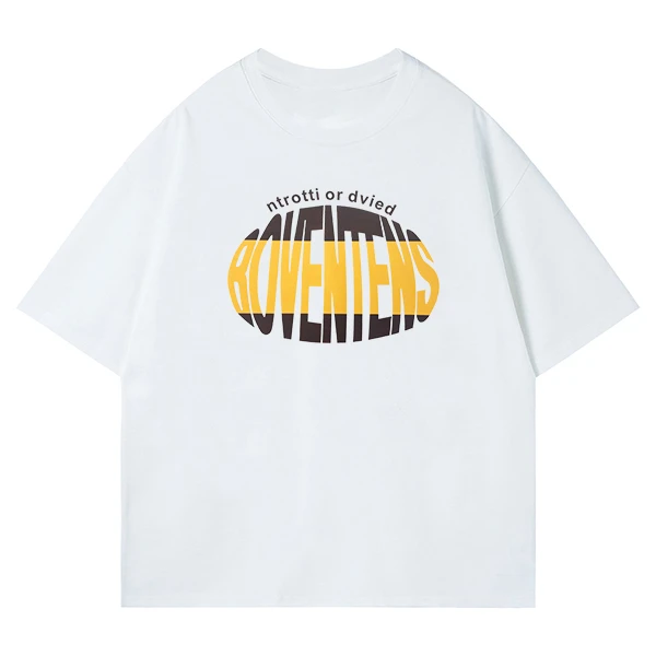 尤莱特高能圆领潮流夏季宽松印花T恤休闲棉重磅短袖 地球字母印花