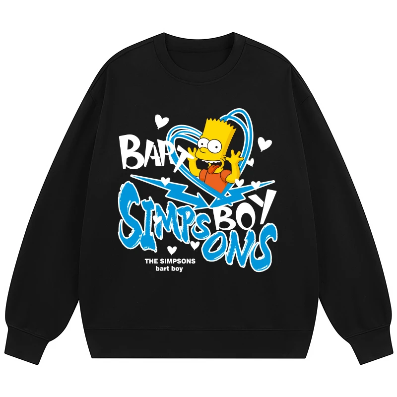 THESIMPSONS辛普森一家# 卡通字母品牌图案印花圆领宽松套头卫衣